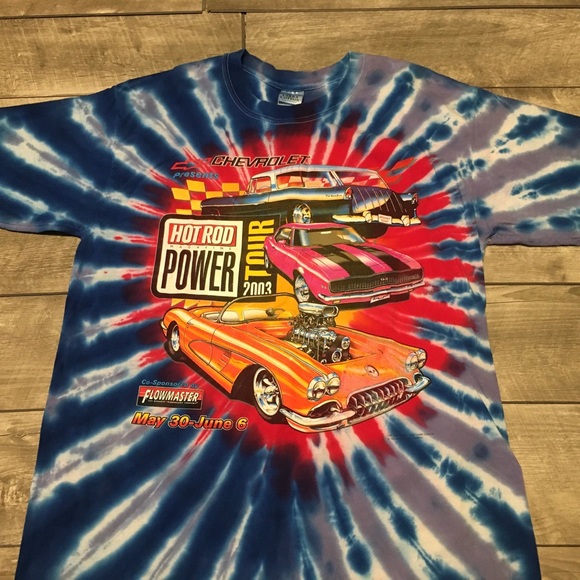 Vtg Chevrolet Hot Rod Magazine Power Tour All Over Racing Muscle Car T-shirt LG - Picture 4 of 10